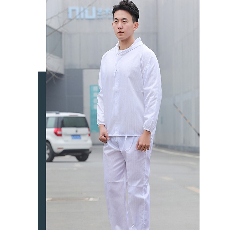 Anti-Static Overalls Hooded Dust-proof Jumpsuit Work Clothes Uniform Protective Clothing Food Factory Lab Coats Coveralls