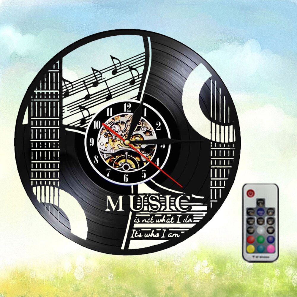 Vinyl Record Wall Clock Musical Note Instrument Wall Clock Wall Hanging Clock (without Lamp Shipment without Battery)