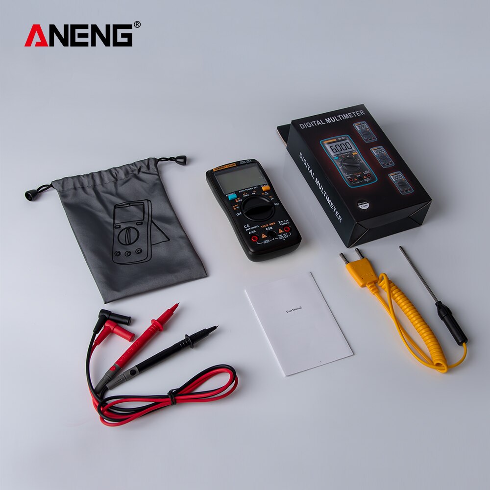 Aneng AN8009 Digitale Multimeter 9999 Count True-Rms Auto Range Ncv Ohmmeter Ac/Dc Spanning Ampèremeter Current Meter temperatuur: Black