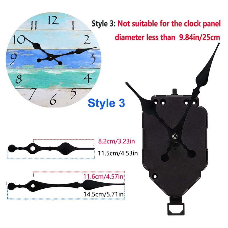 Quartz Pendulum Clock Movement Mechanism DIY Kit with 3 Pairs Different Hands for Wall Clock Repair Parts Replacement