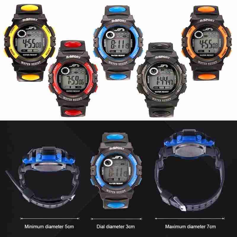 Kindersporthorloge waterdicht digitaal horloge led elektronisch kleuren horloge sport kinderen alarm datum horloges pols waterdicht  s5 i 2