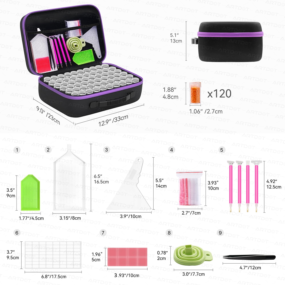 Diamond Painting Storage Box Container 120/60/30/15/7 Slots with Accessories Tools Kits for Beads Diamonds Rhinestones Storage