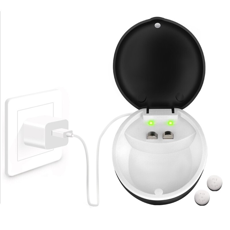 Rechargeable Hearing Aid Batteries A13 A43 and Charger for BTE Hearing Aids Sound Amplifiers Battery 13A PR48