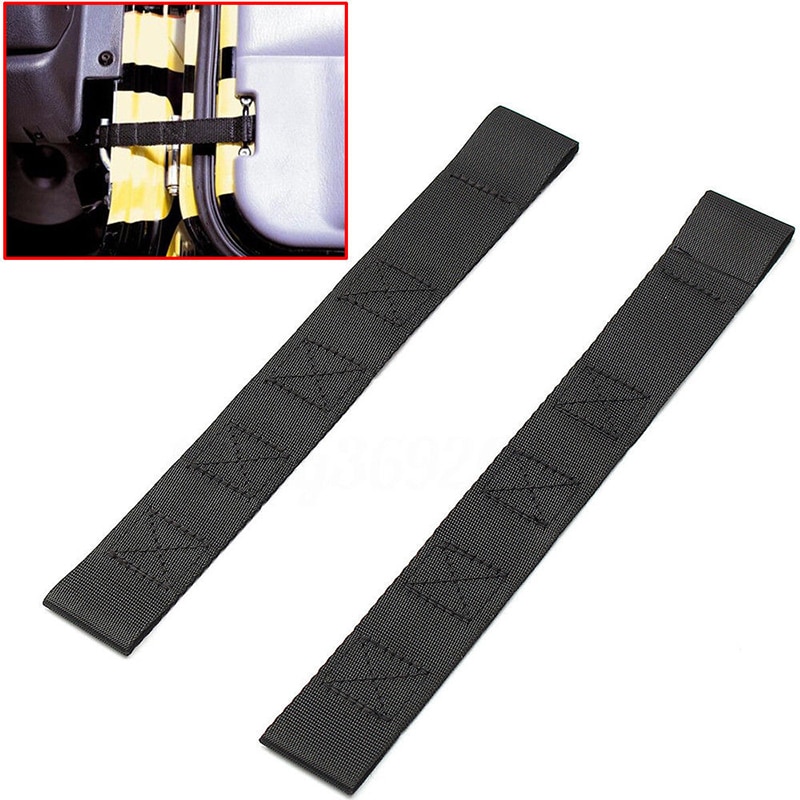 2pcs Car Door Straps Tough Nylon Webbing Adjustable Door Limiting Straps PAIR fit for Jeep Wrangler CJ TJ YJ 1955-2006