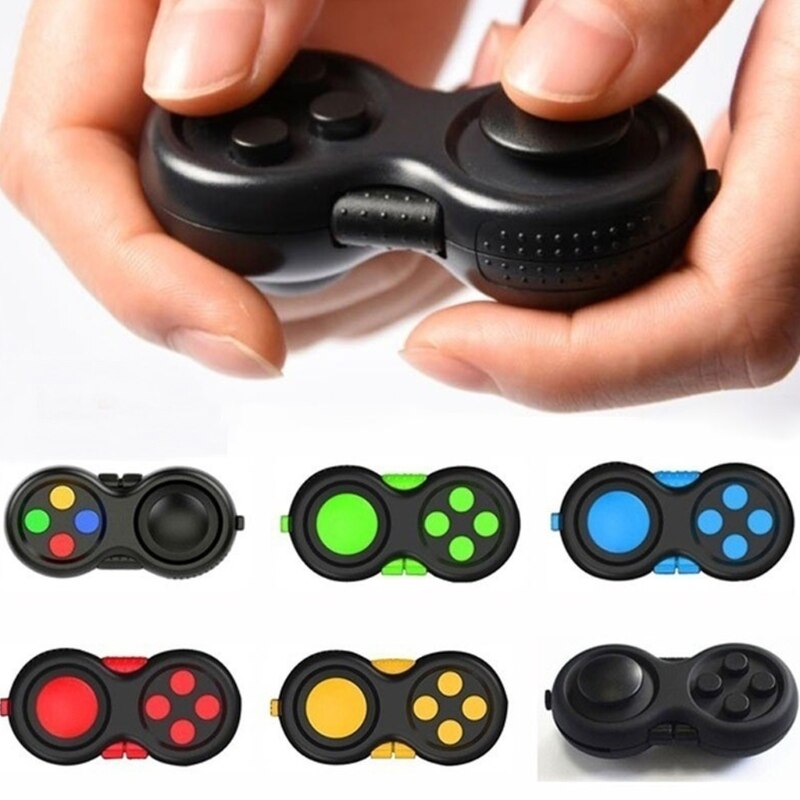 Fidget Controller Pad Cube Game Focus Toy with Keyring Set Smooth ABS Plastic Stress Relief Toys for Add