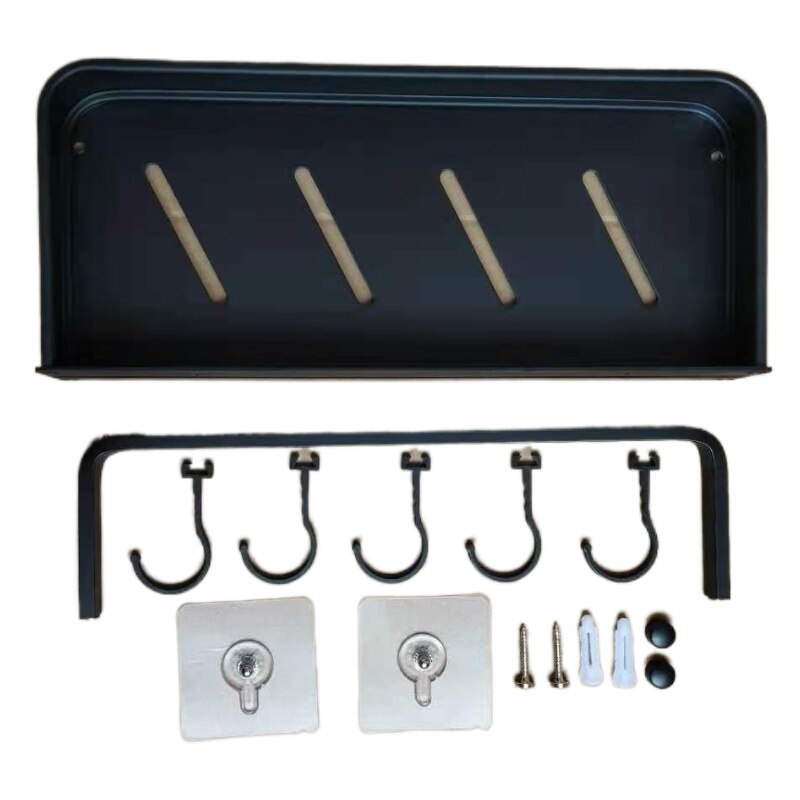 Towel Shower Storage Rack Black Corner Shelves Wall Shelf Aluminum Shampoo Holder No Drill Kitchen Bathroom Shelf Organizer