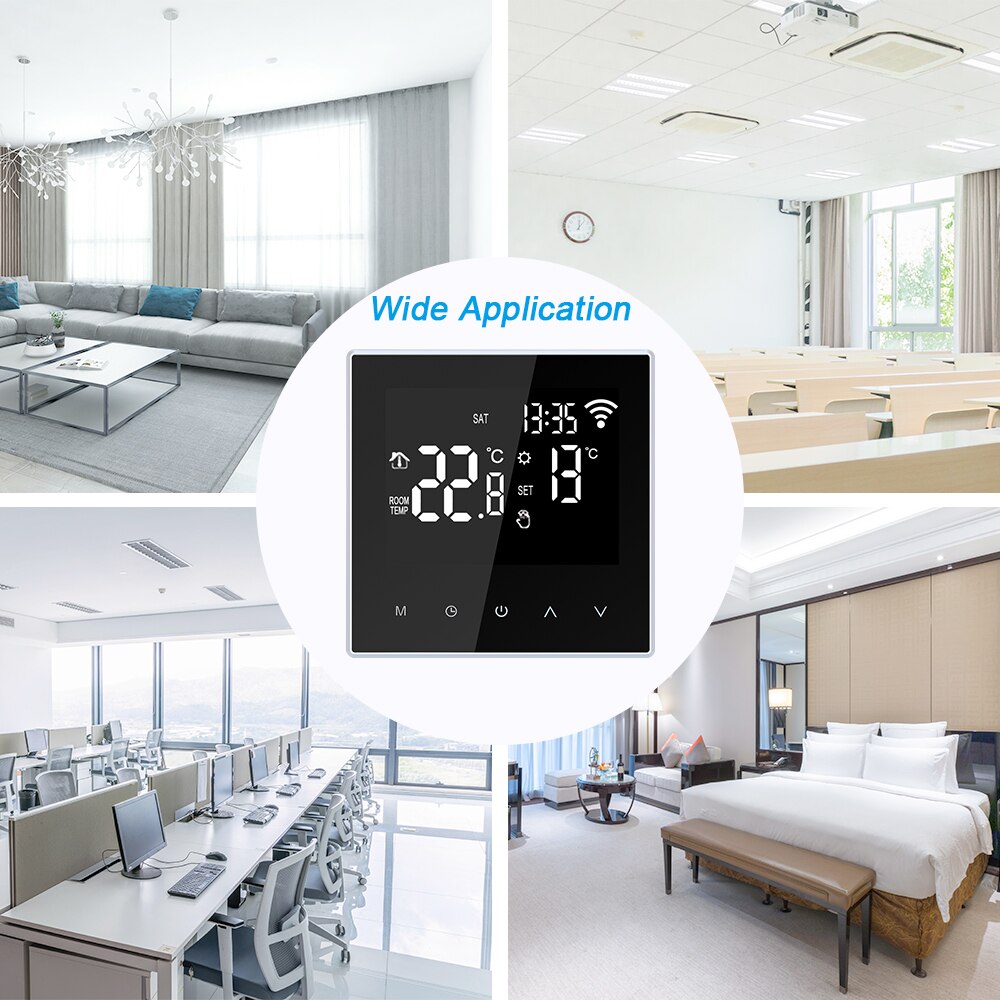 Wifi smart termostat med app styring 5-95 ℃ temperaturregulator til elektrisk gulvvarme vand/gas kedel med lcd skærm