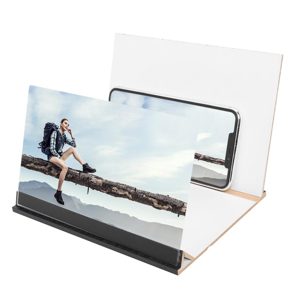 3D Gsm-scherm Vergrootglas Loupe High Definition 12 Inch Versterking Functie Screen Met Vergrootglas Telefoon Bureau Houder: 8inch White