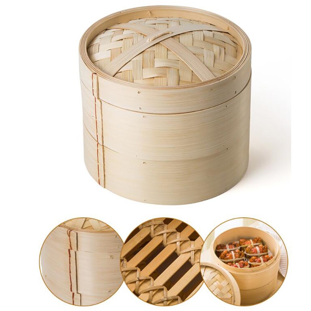 Una jaula tapa vaporera de bambú para verduras peces cesta para aperitivos de cocina conjunto de herramientas de la cocina vaporizador bolas de masa