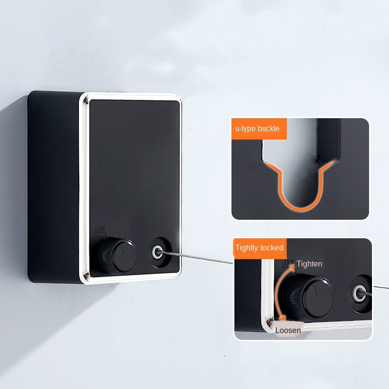 Indoor Outdoor Retractable Laundry Clothesline Wall Hanging Stretch Washing Clothes Line Shrinking Balcony WY41501