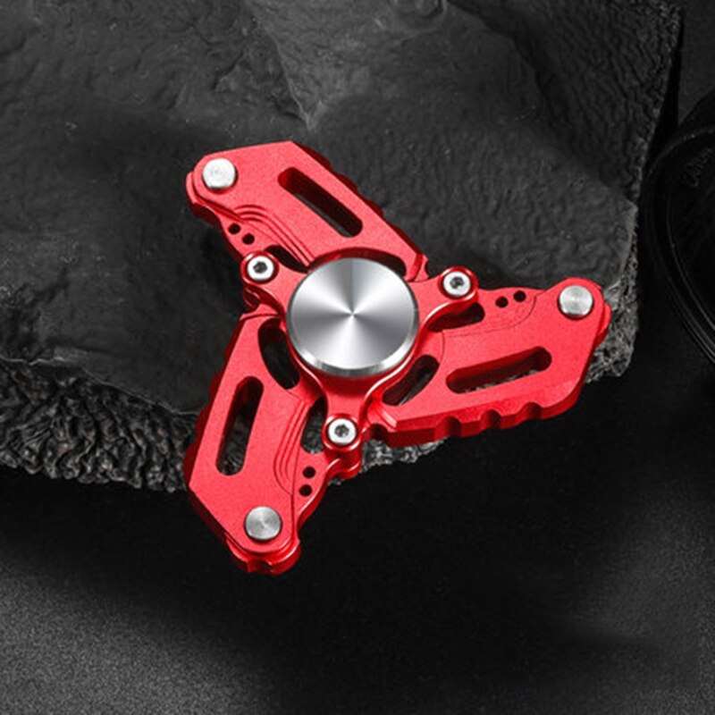 Färgglad regnbåge metall tri hand fidget spinner med höghastighetslager för autism rotation anti stress leksaker för vuxna barn: Röd