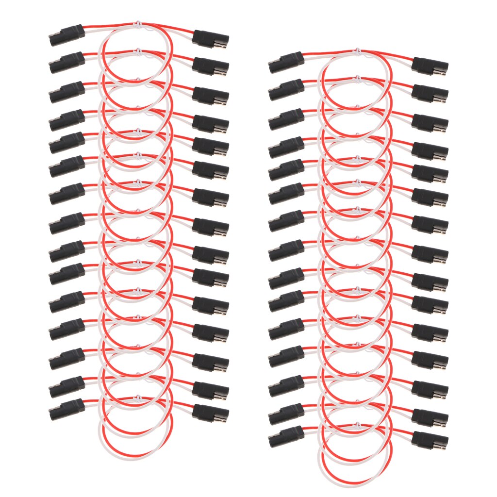 30x Quick Disconnect Polarized 13" 2-Pin SAE Wire Flat Plug 12V