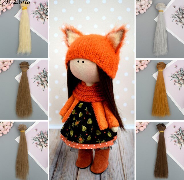 1pcs 15*100cm Doll Accessories Straight Synthetic Fiber Wig Hair For Doll Wigs High-temperature Wire