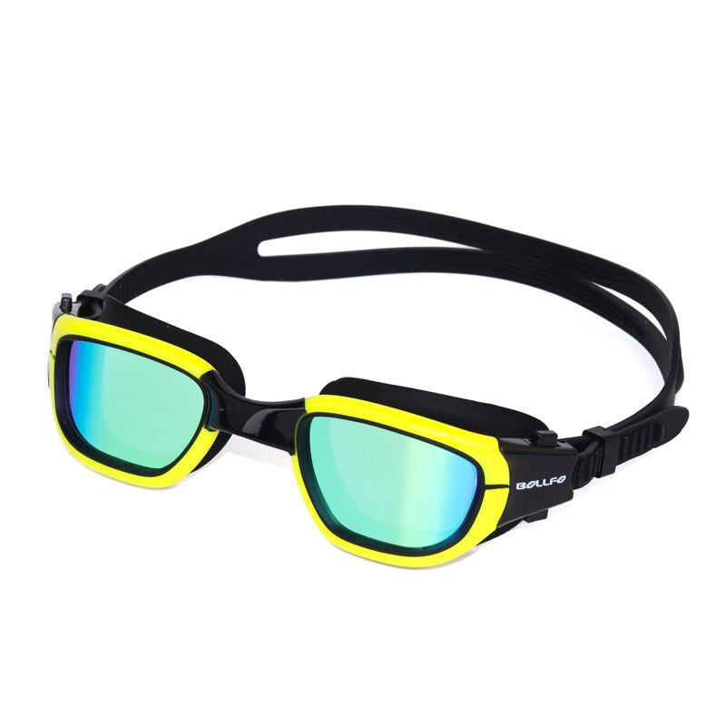 Stijl siliconen zwembril volwassen zwembril ultra-heldere gegalvaniseerde waterdichte anti-condens zwembril: Gele framekleur paillette