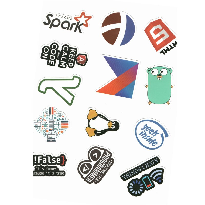 50pcs/set Linux Programming Language Stickers Cute Sticker Jave Js PHP Python Geeks Stationery Sticker Computer DIY Tools