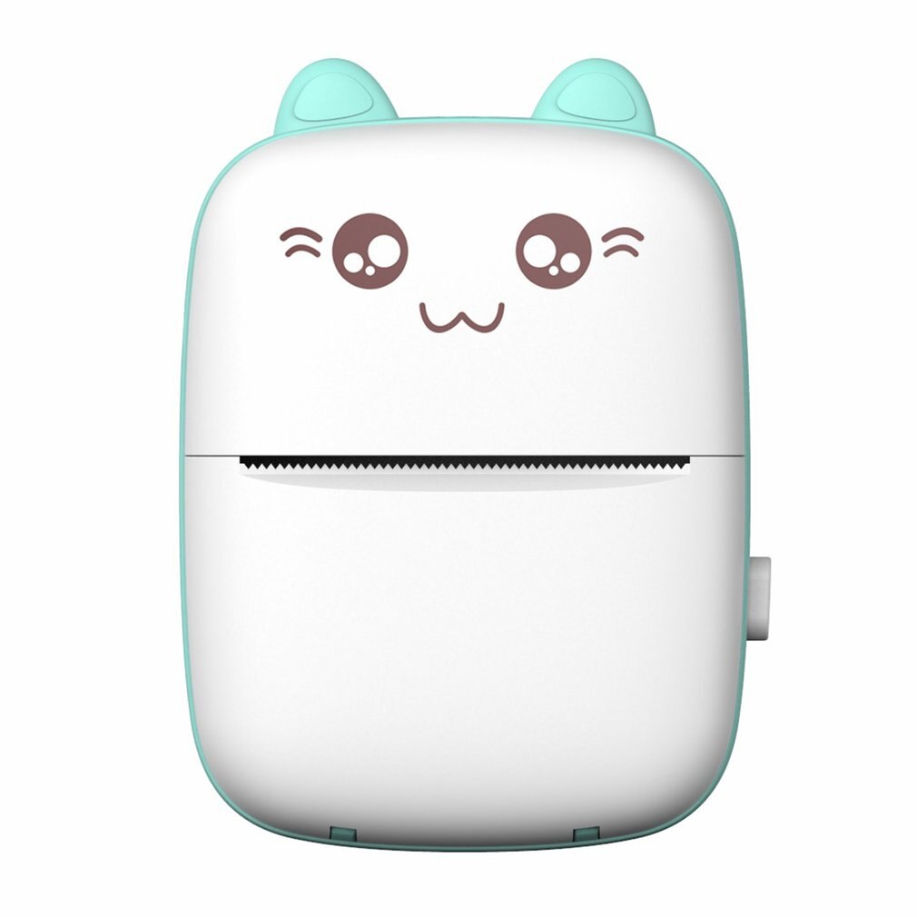 Handheld Mini Cute Cat Thermal Printer Mobile Phone Wireless Photo Memo Wrong Question Printer Study Stationary: blue