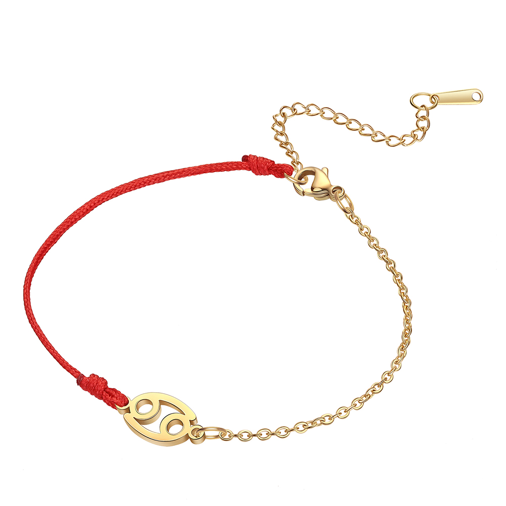 Zodiac Armband Rvs Hanger Armband Rope Chain Verstelbare Armband Voor Vrouwen Sieraden Bruidsmeisje