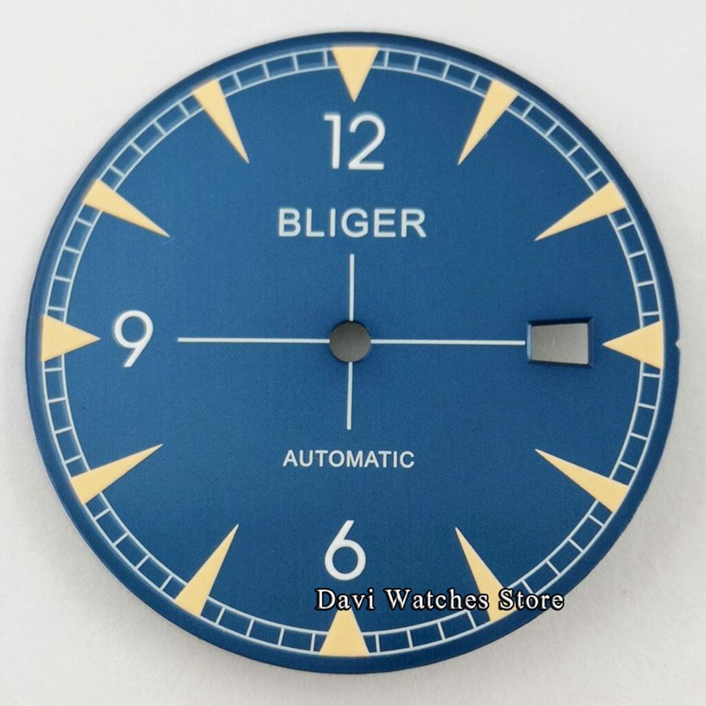 33.2Mm Bliger/Steriele Wijzerplaat Onderdelen Groen Lichtgevende Fit NH35 NH35A Automatische Beweging: D1-bliger logo