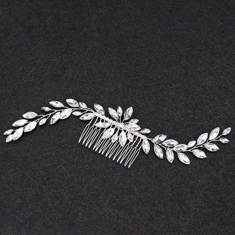 modisch silber farbe kristall braut kopfschmuck luxus strass braut haar kamm für frauen stirnband hochzeit haar schmuck