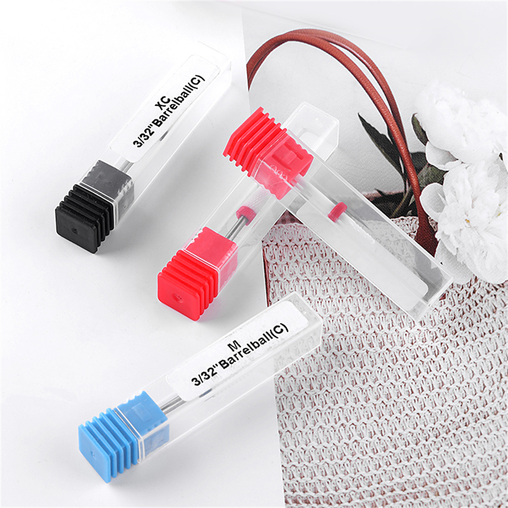 Broca limpiadora de uñas de cerámica blanca, taladro de uñas (arena: mediana), 3/32 ", tamaño de vástago, para limpieza de cutículas, seguridad