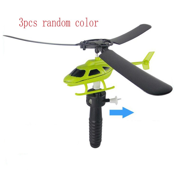 Trekkoord Helikopters Educatief Speelgoed Helikopter Fly Kinderen Outdoor Game Kids Lancering Zweefvliegtuig Grappig Pull Kleine Vliegtuigen: 3pcs Random Color