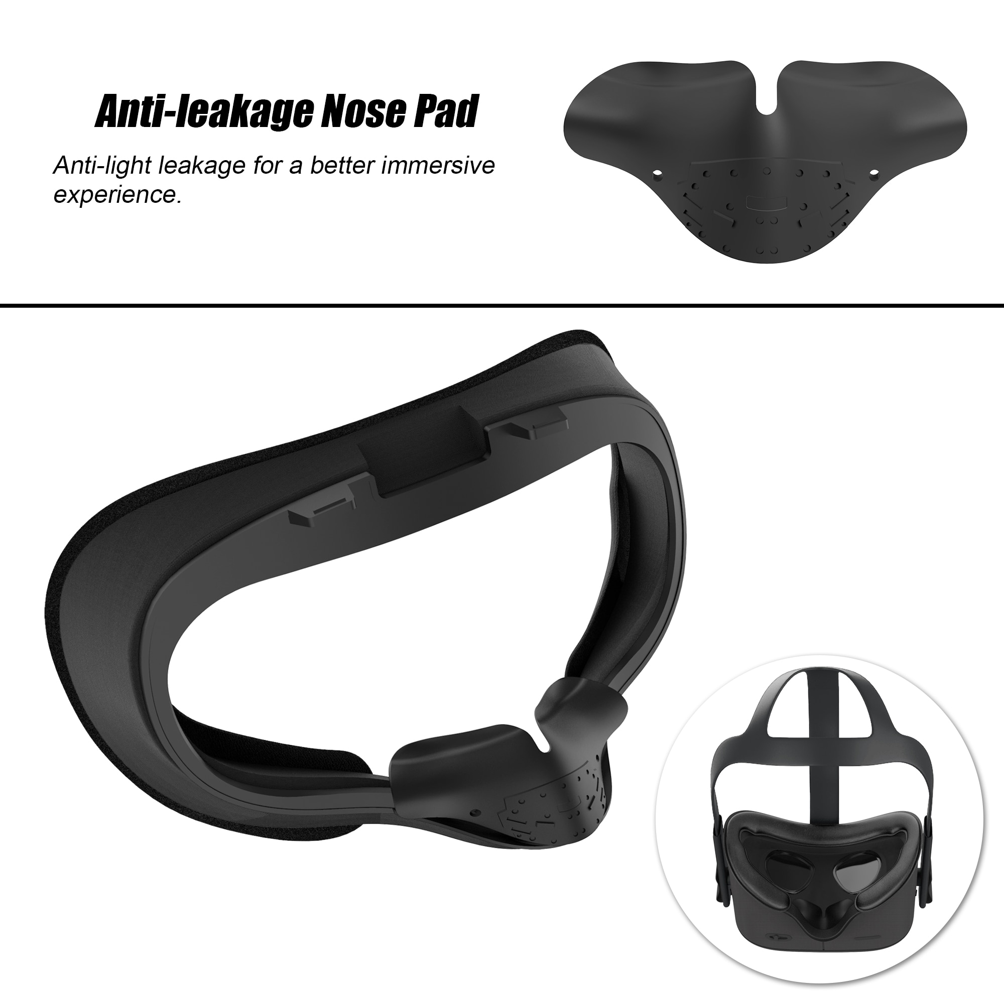 Conjunto de capa para oculus quest, suporte de interface facial anti-vazamento, almofada de cobertura de rosto substituída para oculus quest vr acessórios