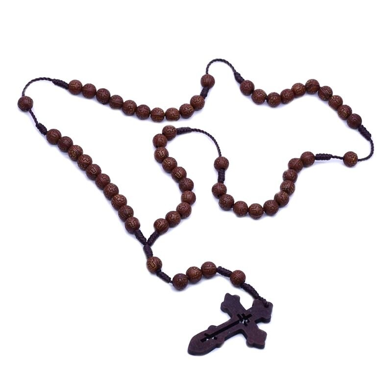 Handgemaakte Mannen Cross Katholieke Rozenkrans Kralen Hanger Ketting Religieuze Ketting Charm