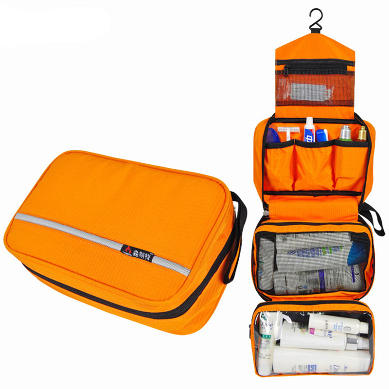 Hanging Travel Toiletry Bag for Men Women Bathroom Shower Makeup Beauty Cosmetic Organizer Case Kit Leak Proof Necessaries Pouch: Orange