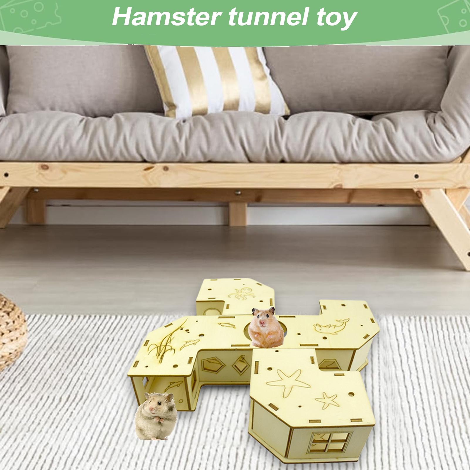 Labirynt dla chomika T tunelek Akcesoria robić klatki dla chomika Drewniany domek Gry logiczne Zabawki dla zwierząt dla szynszyli fretki królika jeża szczurówkowego