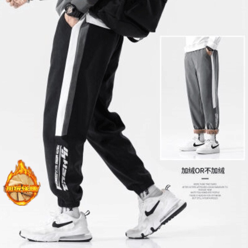 Winter pants men's plus velvet harem pants men's trend loose-fitting sports pants nine points casual pants