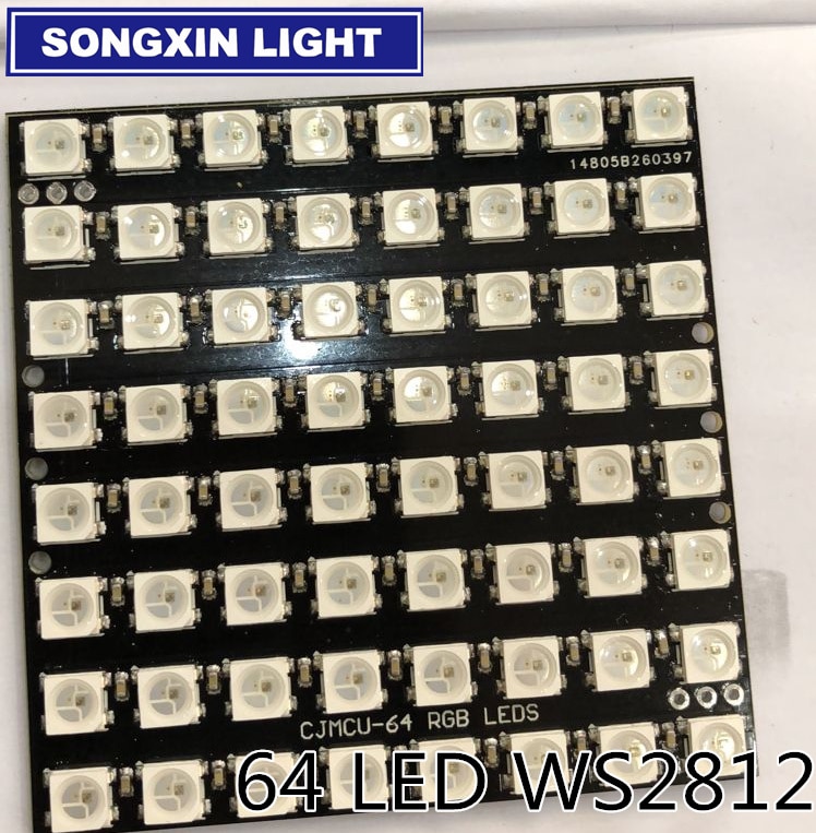 1Pcs WS2812 8X8 64 Led Matrix Led 5050 Rgb Full-Color Driver Black Board