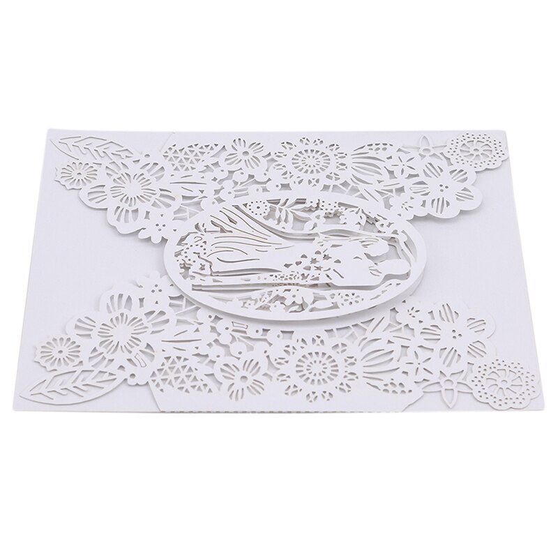 Openwork Wedding Invitation 10 Pieces Of European-Style Wedding Paper-Cut Invitations Greeting Cards Wedding Party Supplies: white