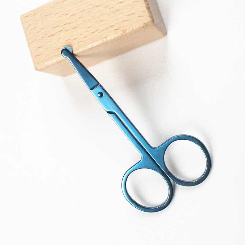 Blue Rounded Nose Hair Trimmer Safety Scissors Multi Purpose Scissor Round Tip for Facial Hair Eyebrow Beard Mustache Trimming