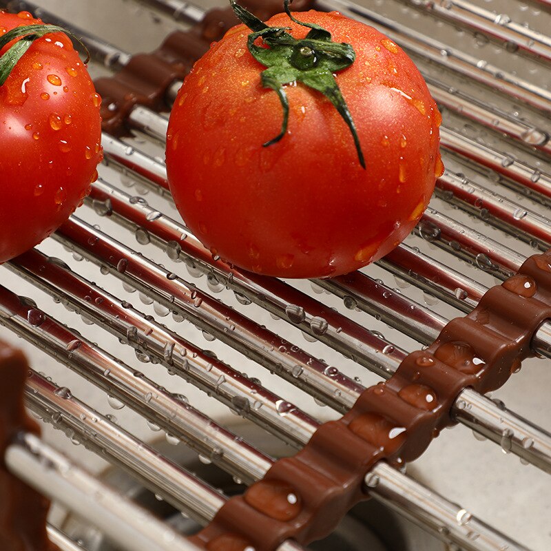 Stainless Steel Retractable Kitchen Sink Rack Fruit And Vegetable Basket Dishes Tray Storage Retractable Rack Kitchen Organizer