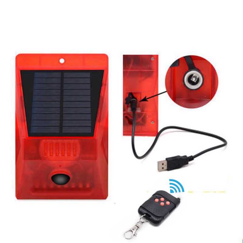 Solar alarm lys trådløs pir bevægelsessensor udendørs have sikkerhedslampe udendørs vandtæt solar alarm lampe: 1 sæt