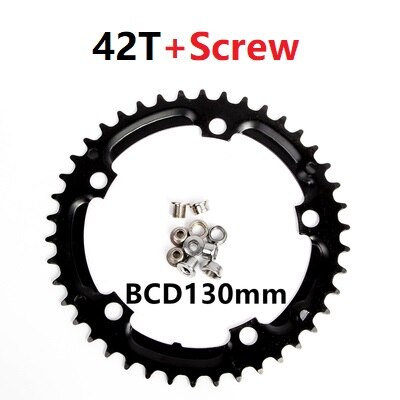 Road Bicycle Folding Bike Chainring 130BCD 52T 42T Single Double Chain Wheel Alloy Steel Crankset Parts: 42T With-Screw