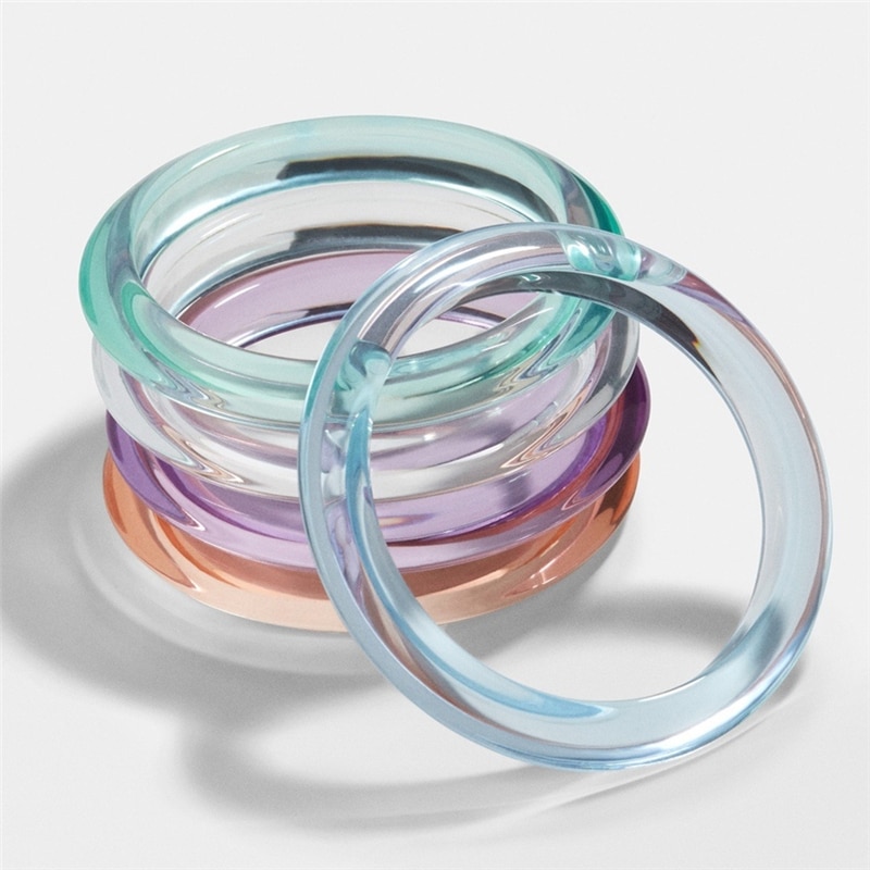 Koele Zomer Azijnzuur Acryl Bangles Armbanden Transparant Clear Acryl Hars Armband Armband Voor Vrouwen