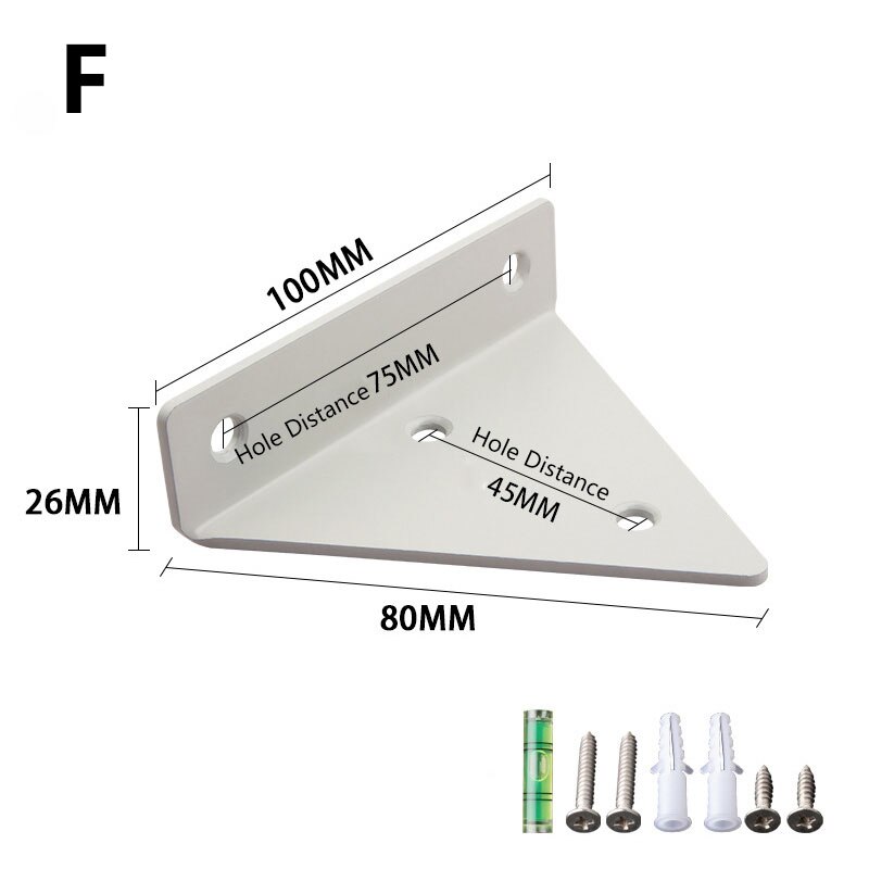 Triangle Invisible Bracket Support Wall Shelves Mount Tripod Partition Right Angle Fixed Bear Shelf Hardware Fit Furniture Mount: F