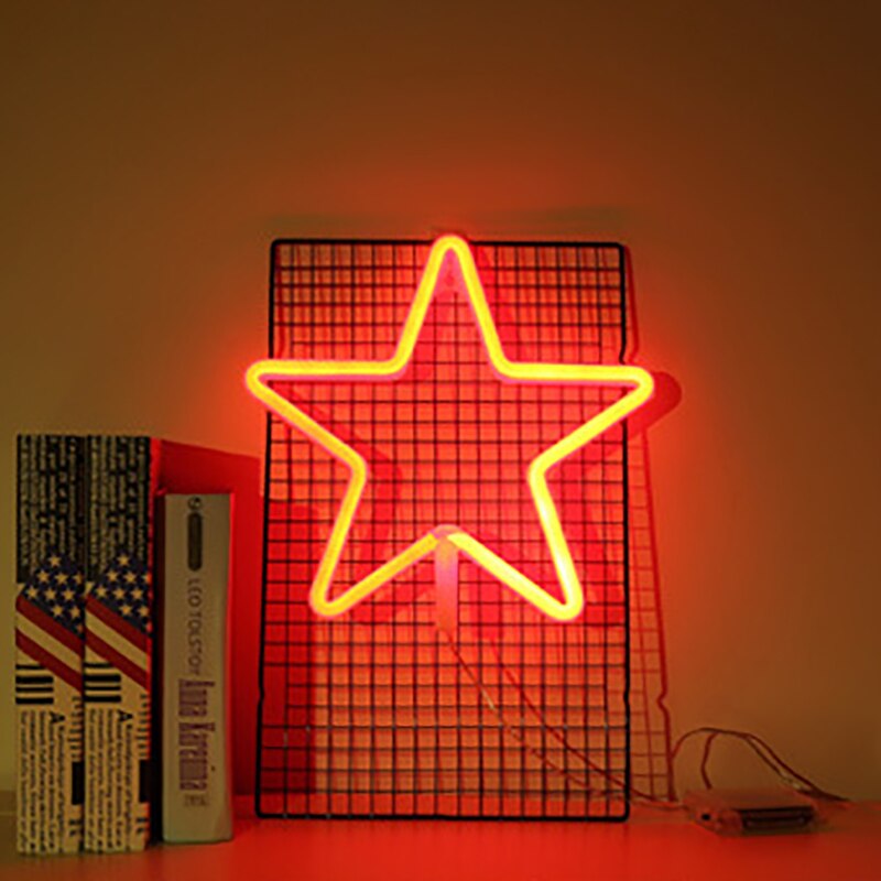 Panneau Led néon lune étoile, veilleuse, décorations pour la maison, fête de mariage, noël