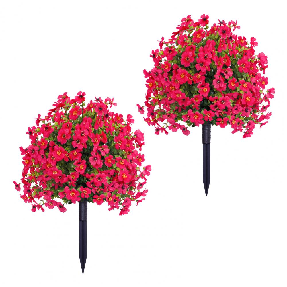 Artificial Stake Uv Resistant Artificial Flowers with Stakes for Indoor Outdoor Garden Porch Patio Wedding Party Decor Faux: Pink