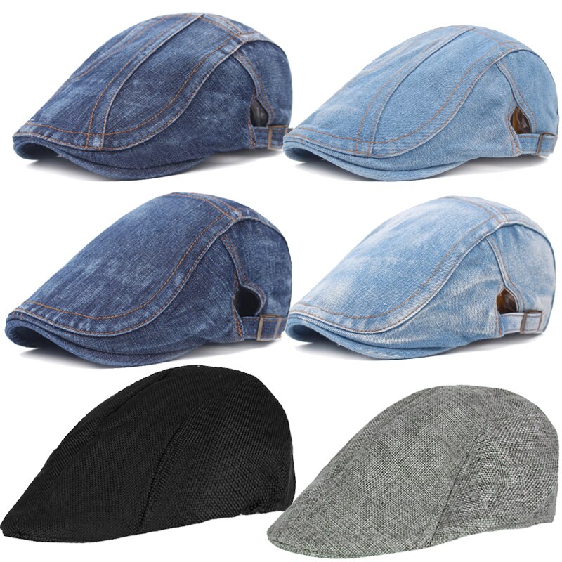 Denim Beret Hats Men Women Unisex Newsboy Hat Jeans Berets Gatsby Cabbie Driving Cap Spring Autumn Hats Casual Forward Caps