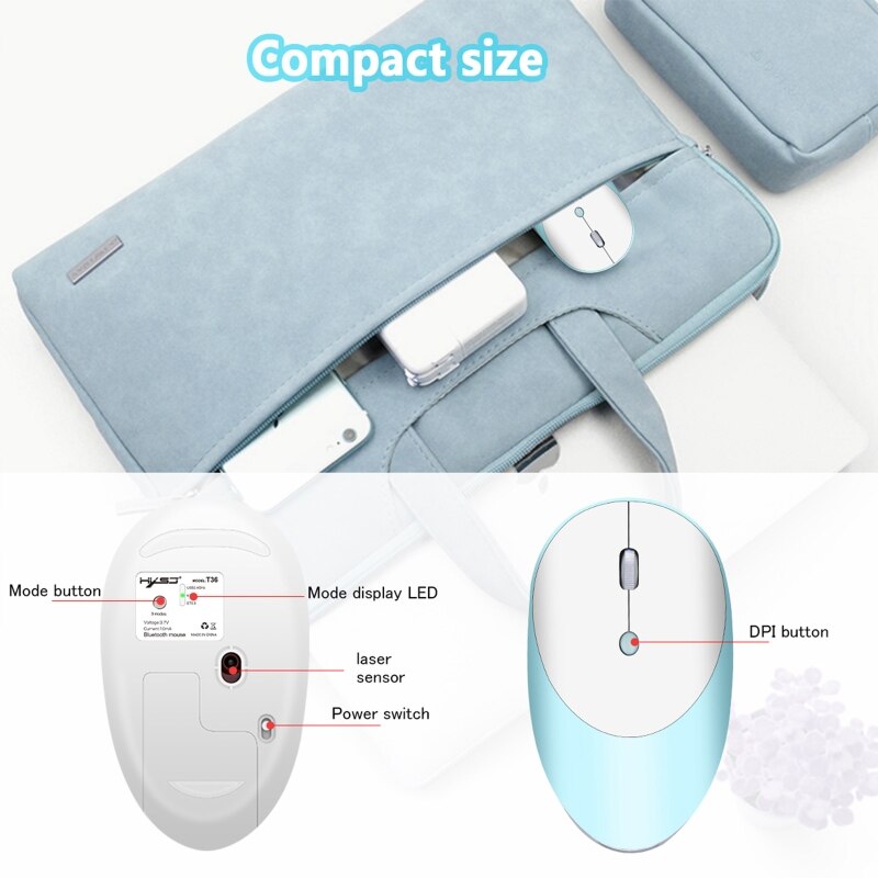 Y3nc kabellose bluetooth-kompatible computermäuse mit drei modi, schlank, für gaming-pcs, mini-laptops, usb-mäuse, computerzubehör für desktop-pcs