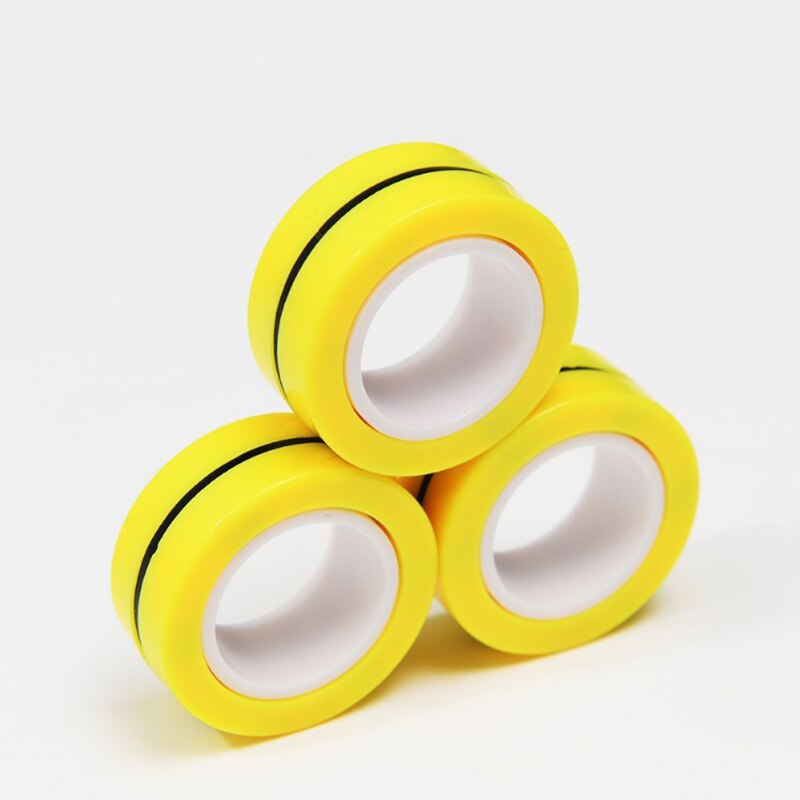 Stress Relief Magnetic Rings Fidget Toys For Anxiety Anti-Stress Roller Fingertip Toys Adult Children Finger Spinner Magic Rings: Yellow