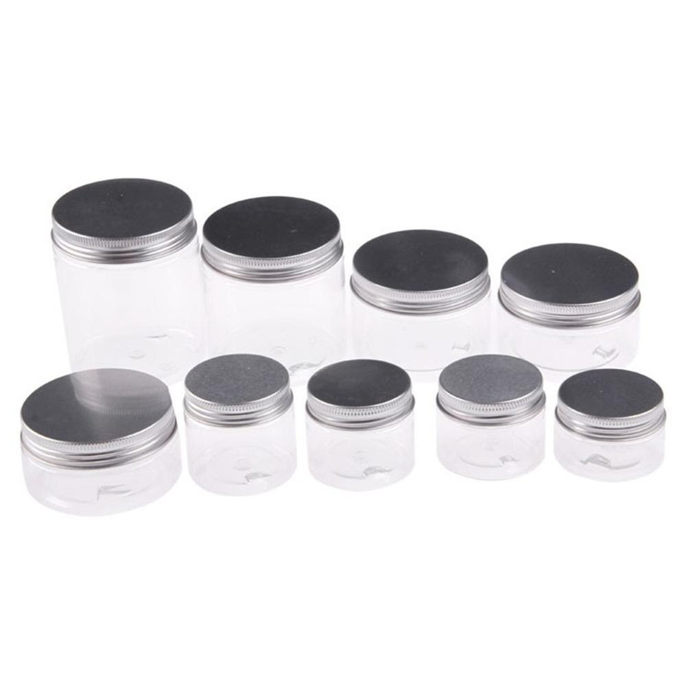 30-250ml doorzichtige opbergdozen met deksel, make-up reisfles, gezichtscrème, wax, nagel glitter, pailletten, container, klein potje