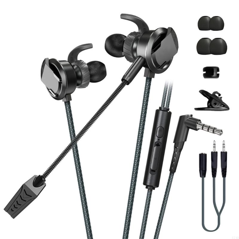 E74D In Ear Earphones eSports Earbud Build-in Noise Cancelling Microphone for Game 3.5mm Cable Controlled Earpiece: Red