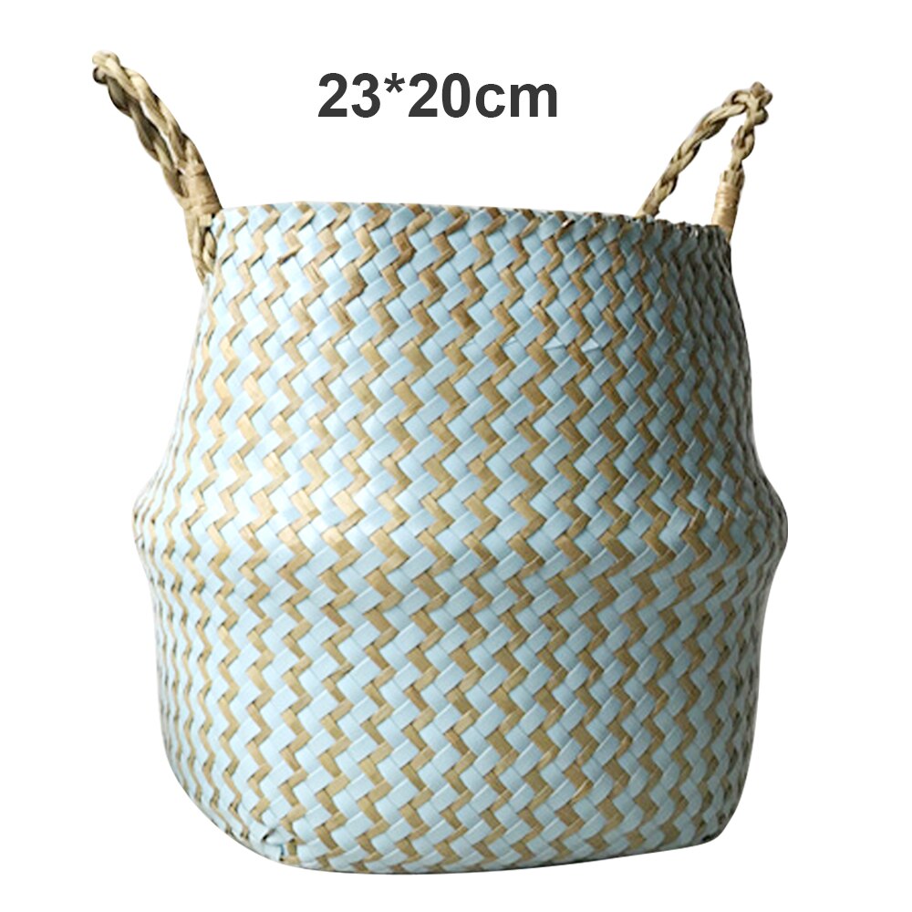 Handmade Bamboo Storage Baskets Nordic Foldable Laundry Straw Wicker Rattan Seagrass Belly Garden Flower Pot Planter Baskets: 8