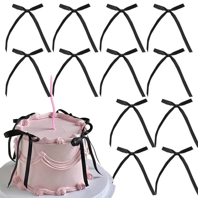 20 stuks boog taart decoraties roze strik lint taart toppers voor verjaardag bruidstaart decoratie en benodigdheden: Rood