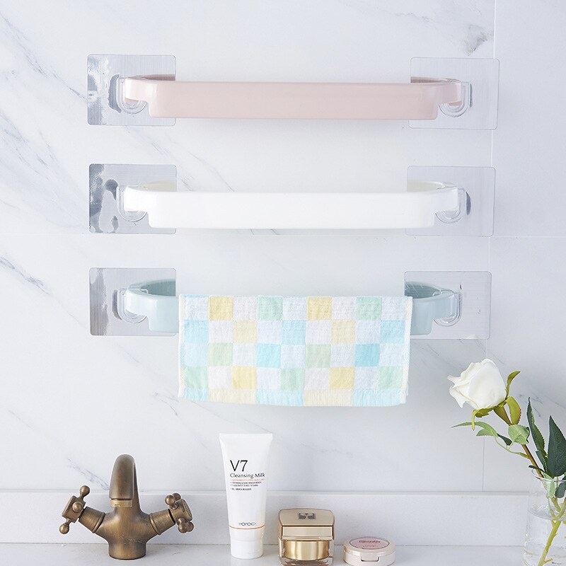Nyttigt selvklæbende plastikhåndklædestativ vægmonteret stempelfrit køkkenrudestativ bærbart håndklædeholder badeværelse tilbehør