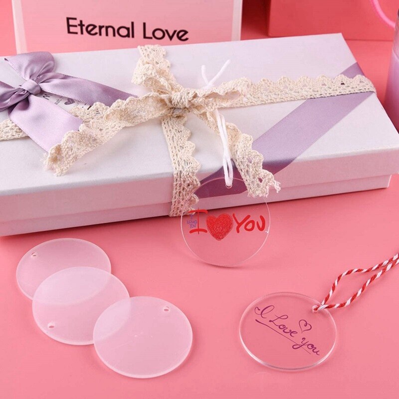 Acrylic Circle Keychain Blanks Clear Kit 120Pcs for Cricut Vinyl Project, Including Acrylic Disc Blanks, Tassels