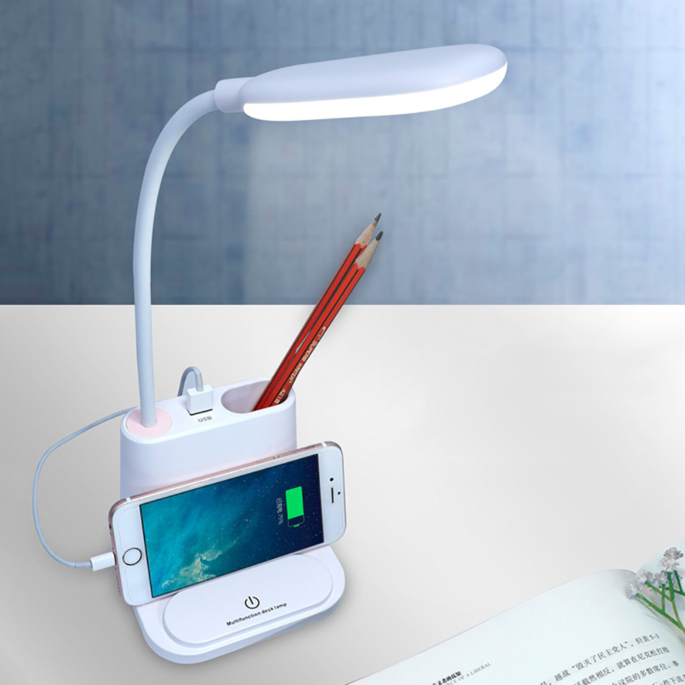 Multifunctionele Tafellamp Pen Houder Luchtkoeler Fan Usb Oplaadbare Led Verstelbare Nachtlampje 3in1 Desktop Led Leeslamp